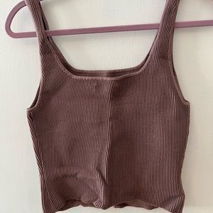 Aritzia Babaton Sculpt Knit Taupe tank top classic